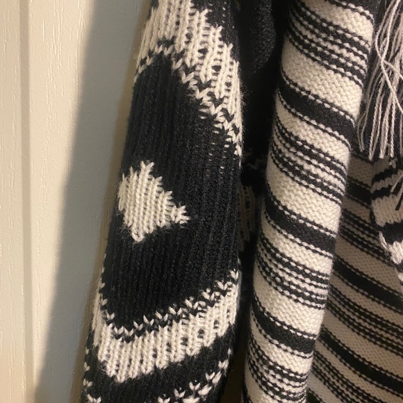 FDJ open front cozy cardigan poncho black white - Picture 11 of 11